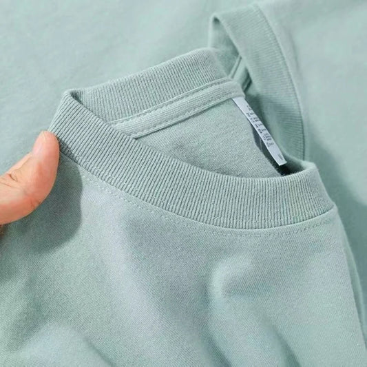 100% Cotton O Neck Short-sleeved Tops